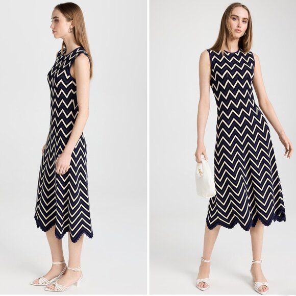 Shoshanna Leia Dress SHOPBOP in Navy/Ivory/Jet XL NWOT - Picture 7 of 9